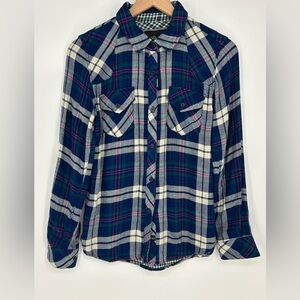 Rails Blue Plaid Button Down Top Double Gauze In Women's‎ XS